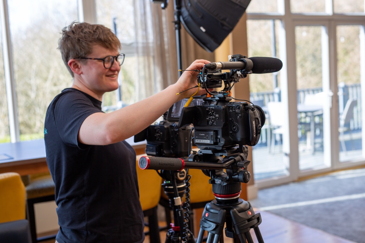 Videographer and VideoHQ owner Hannah Quinn shoots footage on site in Stoke-on-Trent, Staffordshire