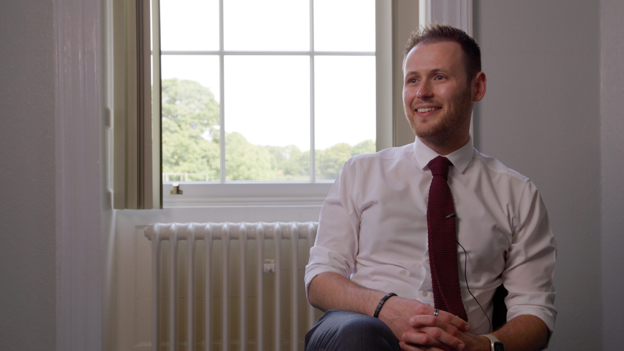 Market Drayton teacher Shaun Greenfield ready to be interviewed for teacher testimonial video
