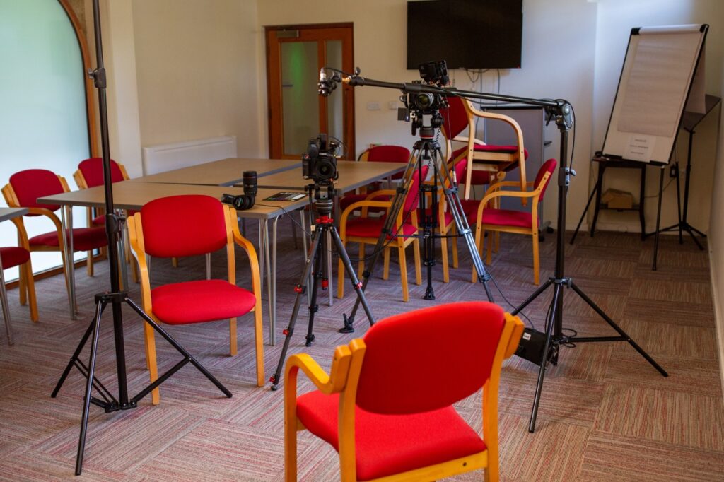 Student testimonial videos preperation We set up the area for the student testimonial videos so that everyone felt relaxed and the shots were just right